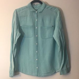 NWOT teal turquoise casual button down top